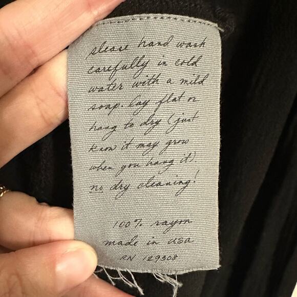 Raquel Allegra Black Peasant Dress size 0 Midi Ruffle Neck - Picture 14 of 16